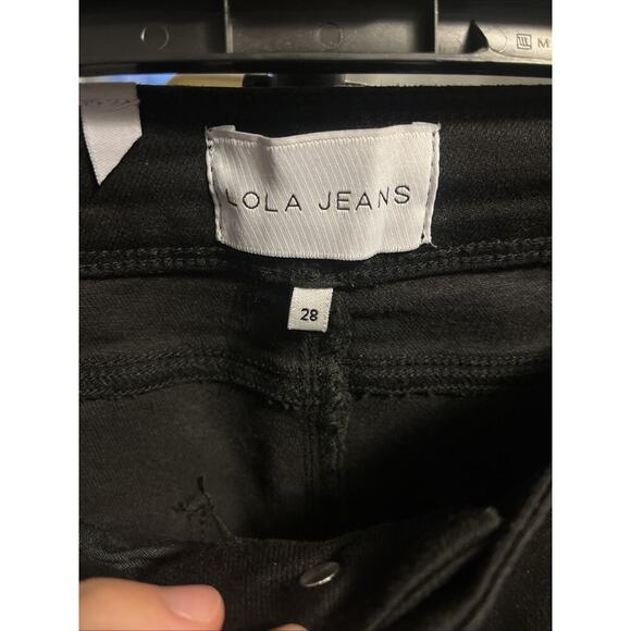 Lola Jeans Womens 28 Billie High Rise Bootcut Black Dark Wash Wax Coated A113 - Picture 3 of 8